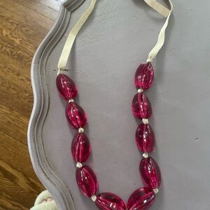 Pink and Cream Beaded Necklace with Translucent Beads